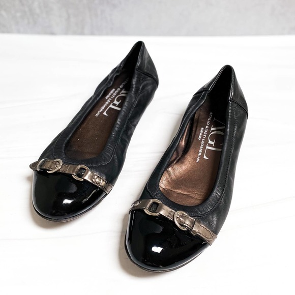 Attilio Giusti Leombruni Black Leather Cap Toe Buckle Flats Size 8.5 - Picture 2 of 11